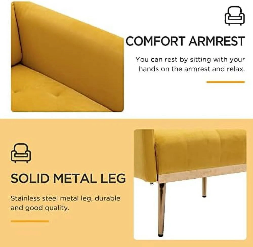 Yellow Velvet Accent Chair with Metal Legs C11592