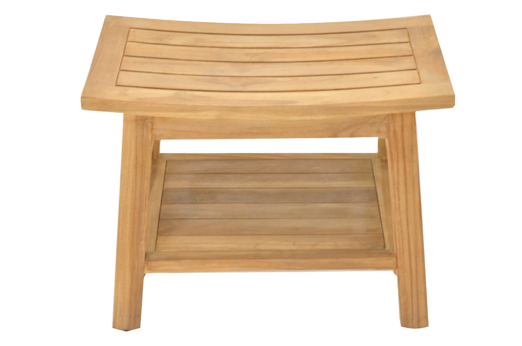 Teak Wood Shower Seat Outdoor Patio Stool Bench F2388